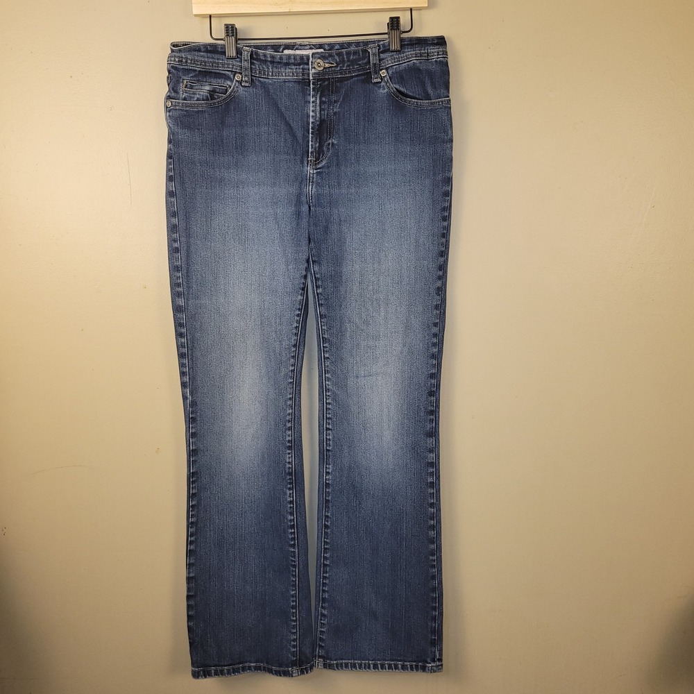 Chicos Platinum‎ Medium Wash Bootcut Jeans Womens Blue Stretch Denim Size 1